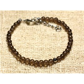 Bracelet Silver 925 and semi precious stone Smoky Quartz 4mm