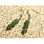 Boucles d'Oreilles Argent 925 - Aventurine verte Facettée 6mm 