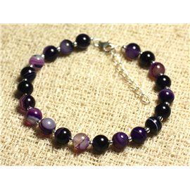 925 Silver Bracelet and Stone - Violet Agate 6mm