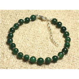 Armband 925 Silber und Stein - Indische grüne Jade 6mm