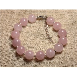 Bracciale in Argento 925 e Pietra - Quarzo Rosa 10mm 