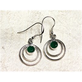 BO202 - Sterling zilveren 18 mm Emerald Circle Oorbellen 