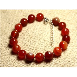 Bracciale Argento 925 e pietra semipreziosa - Agata Rossa 10mm 