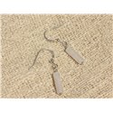 Boucles d'Oreilles Argent 925 et Pierre - Quartz Rose Colonnes 13x4mm 