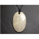 Collier Pendentif en Pierre - Corail Fossile Ovale 50mm 