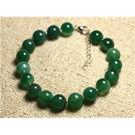 Pulsera Plata 925 y piedra semipreciosa - Ágata verde 10mm 