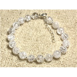 Bracelet Silver 925 and semi precious stone - Cracked Quartz Crystal 7-8mm