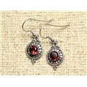 BO210 - Boucles d'Oreilles Argent 925 Cercles 19mm Grenat 