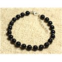 Bracelet Argent 925 et Pierre - Onyx Noir 6mm 