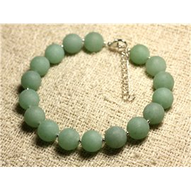 Bracciale in Argento 925 e pietre semipreziose - Avventurina Verde Mat 10mm 