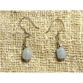 925 Sterling Silver and Stone Earrings - Aquamarine Nuggets 7-8mm 