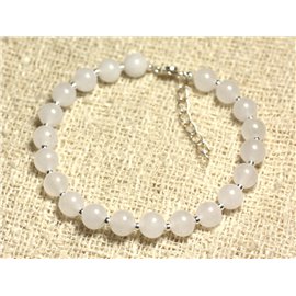 Bracciale in Argento 925 e Pietra - Giada Bianca 6mm