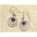 BO202 - Boucles d'Oreilles Argent 925 Cercles 19mm Lapis Lazuli 