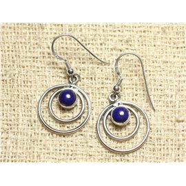 BO202 - 925 Sterling Silber Kreise 19mm Lapislazuli Ohrringe 