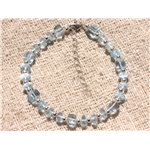 Bracelet Argent 925 et Pierre - Topaze Bleue Rondelles et Cubes Facettés 6mm 