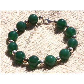 Armband 925 Zilver en Steen - Groene onyx 10 mm 