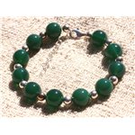 Bracelet Argent 925 et Pierre - Onyx vert 10mm 