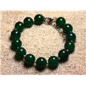 Bracelet Argent 925 et Pierre - Onyx vert 10mm 