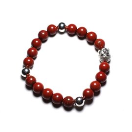 Buddha Bracelet and Semi Precious Stone - Red Jasper 8mm 