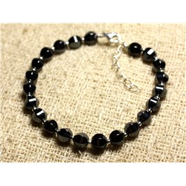 Bracelet Silver 925 and Stone - Faceted Hematite 6mm 