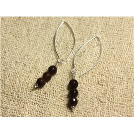 40mm Sterling Silver Hooks Earrings - 6mm Faceted Brown Agate 