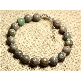 Bracciale Argento 925 e pietra semipreziosa - Jasper Aqua Terra 8mm