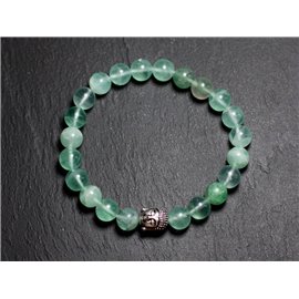 Buddha Bracelet and Semi Precious Stone - Green Fluorite 8mm 