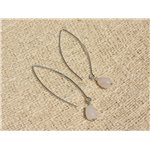 Boucles d'Oreilles Argent 925 et Pierre - Quartz Rose Gouttes rondes 8x6mm 