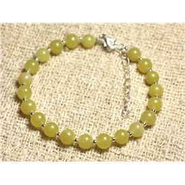 Bracciale in Argento 925 e Pietra - Giada Limone 6mm