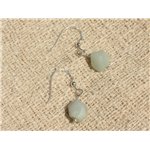 Boucles d'Oreilles Argent 925 - Amazonite Facettée 9mm 