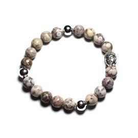 Boeddha en halfedelsteen armband - Fossil Jasper Ocean 