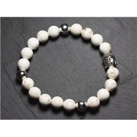 Bracelet Buddha and semi precious stone - Magnesite 8mm 