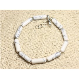 Bracciale Argento 925 e Pietra - Tubi Howlite 13mm 