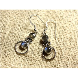 BO201 - Orecchini in argento sterling 925 28 mm - Labradorite rotonda 6 mm 