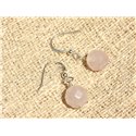 Boucles d'Oreilles Argent 925 et Pierre - Quartz Rose Boules Facettées 10mm 