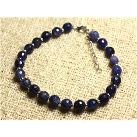 Bracelet 925 Silver and Stone - Faceted Sodalite 6mm