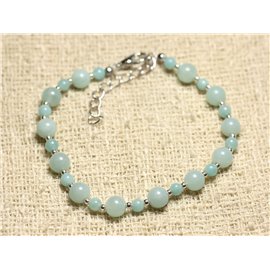 Pulsera Plata 925 y Piedra - Amazonita 4 y 6mm 