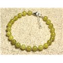 Bracelet Argent 925 et Pierre - Jade Olive 6mm