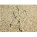 Boucles d'Oreilles Argent 925 Crochets 40mm - Quartz Rose Facetté 6mm 