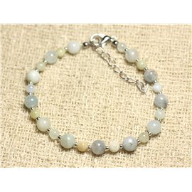 Bracelet Silver 925 and Stone - Aquamarine 4 and 6mm 