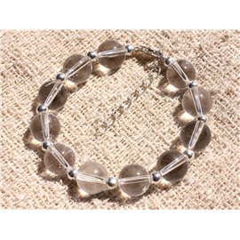 Bracelet 925 Silver and Stone - Quartz Rock Crystal 10mm 