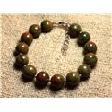 Bracelet Argent 925 et Pierre - Unakite 10mm 