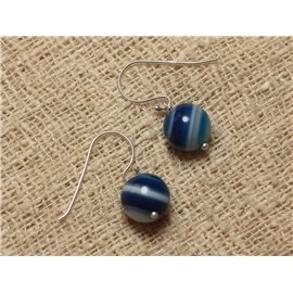 Pendientes de Plata 925 y Ágata Azul 10mm