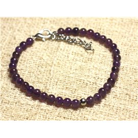 Bracelet Silver 925 and semi precious stone Amethyst 4mm