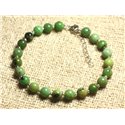 Bracelet Argent 925 et Pierre - Chrysoprase 6mm