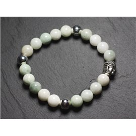 Buddha bracelet and semi precious stone - Jade 8mm 