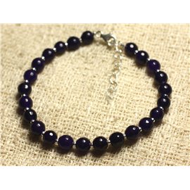 Bracelet 925 Silver and Stone - Faceted Jade Violet 6mm 