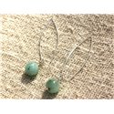 Boucles d'Oreilles Argent 925 40mm - Quartz Turquoise 10mm 