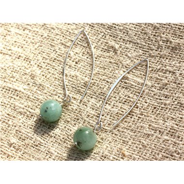 Boucles d'Oreilles Argent 925 40mm - Quartz Turquoise 10mm 