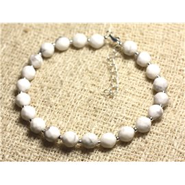 Bracelet Silver 925 and Stone - Faceted Howlite 6mm